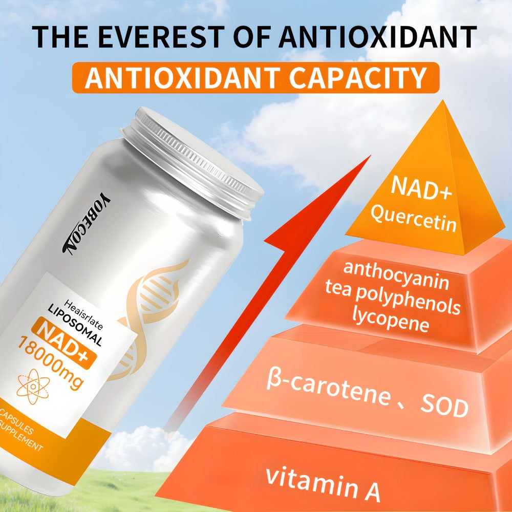 NAD+ Booster Liposomal 18000mg with Quercetin, Trans-Resveratrol & D-Ribose for Energy, Focus, Anti-Ageing & Antioxidant Support