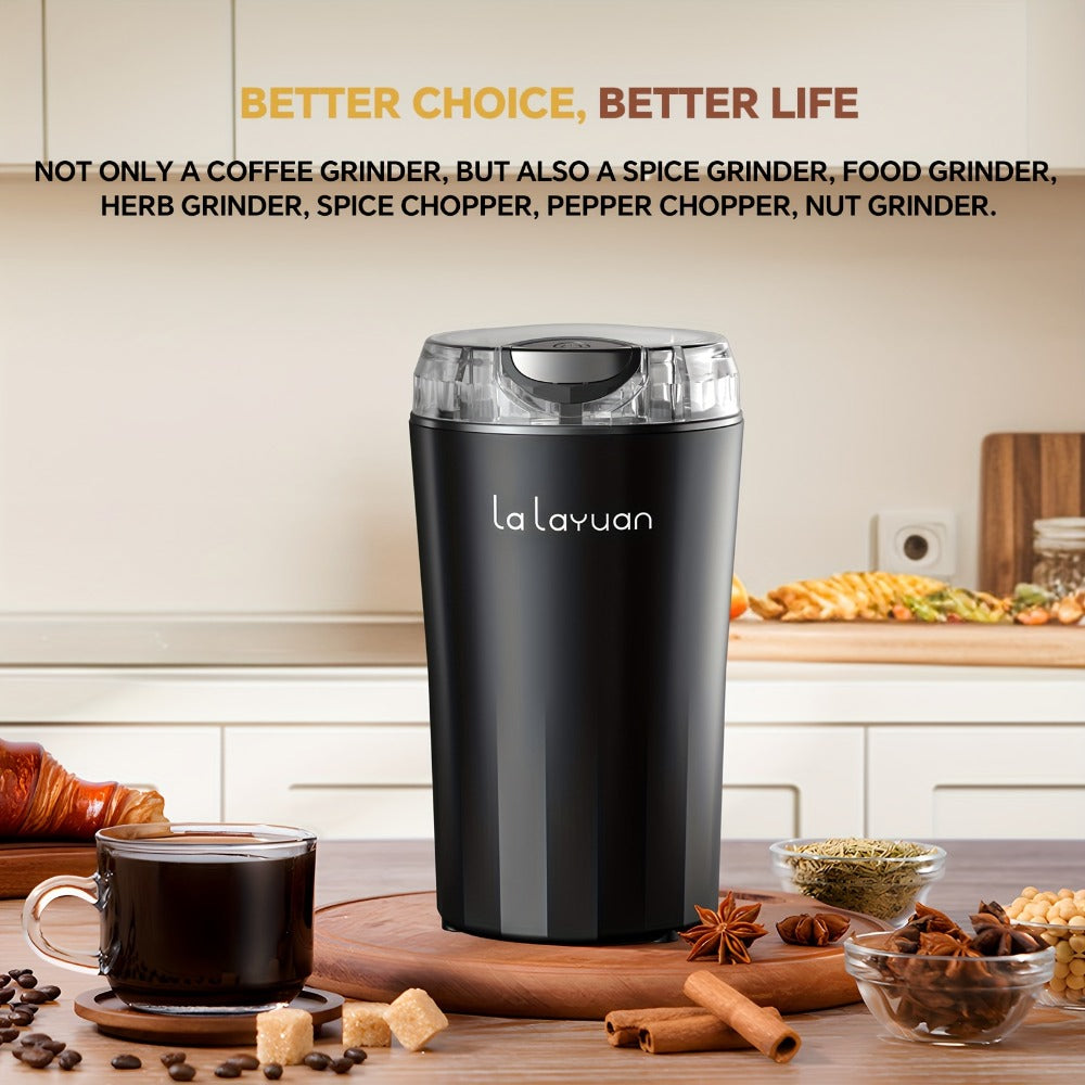 200W-Labeled Electric Coffee Grinder with Press-Lid Control, Two-Leaf Blade and Three Housing Options