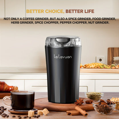 200W-Labeled Electric Coffee Grinder with Press-Lid Control, Two-Leaf Blade and Three Housing Options