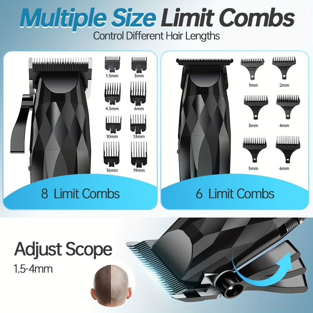 Electric Hair Clipper 2-Pack for Men – Professional Cordless Hair Trimmer Set for Home Car Business Travel