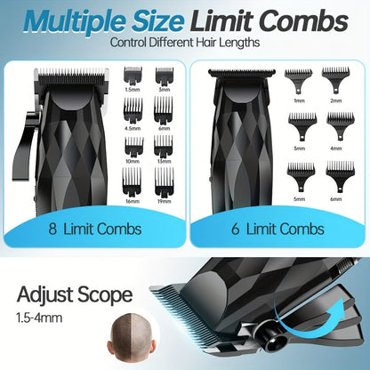 Electric Hair Clipper 2-Pack for Men – Professional Cordless Hair Trimmer Set for Home Car Business Travel