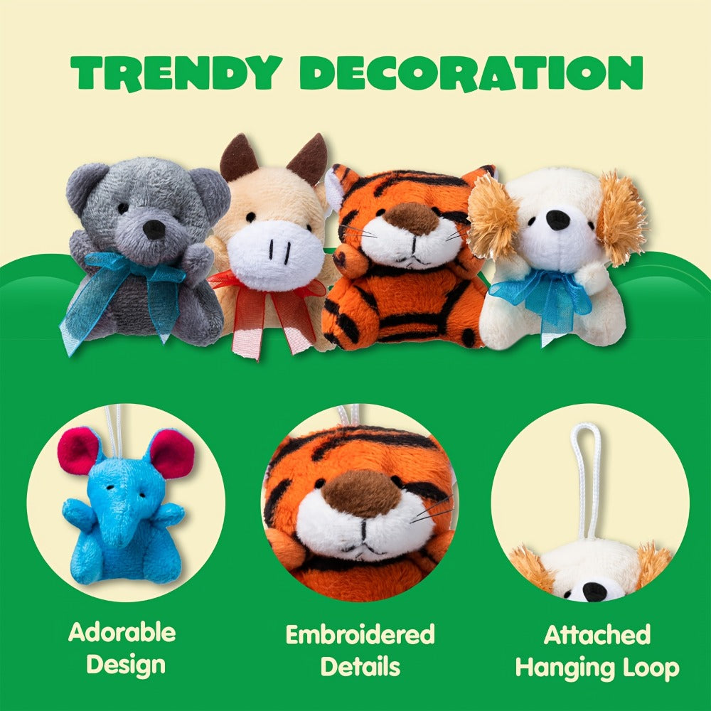 Mini Animal Plush Toy Assortment 72 Pack Bulk, 2.5-3 Inch Stuffed Animals for Party Favors, Carnival Prizes