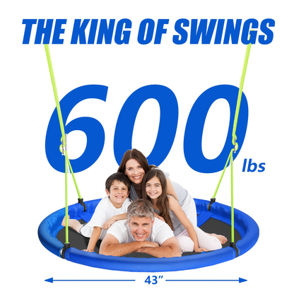 Flying Saucer Tree Swing 39"-43" – Textilene Fabric, UV & Tear Resistant, 360° Rotating with Adjustable Rope