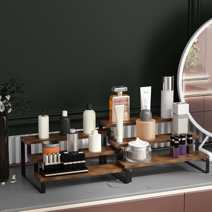 Expandable Spice Rack Organizer 3-Tier 2-Pack, Adjustable 13.8" to 26" Display Riser Stand for Kitchen Cabinet