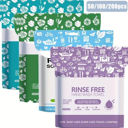 Disposable No-Rinse Foaming Bath Towels – Large 11.81" Body Wipes, Wet & Wipe Cleansing Cloths for Elderly Care, Camping, Post-Surgery