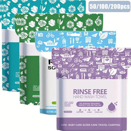 Disposable No-Rinse Foaming Bath Towels – Large 11.81" Body Wipes, Wet & Wipe Cleansing Cloths for Elderly Care, Camping, Post-Surgery