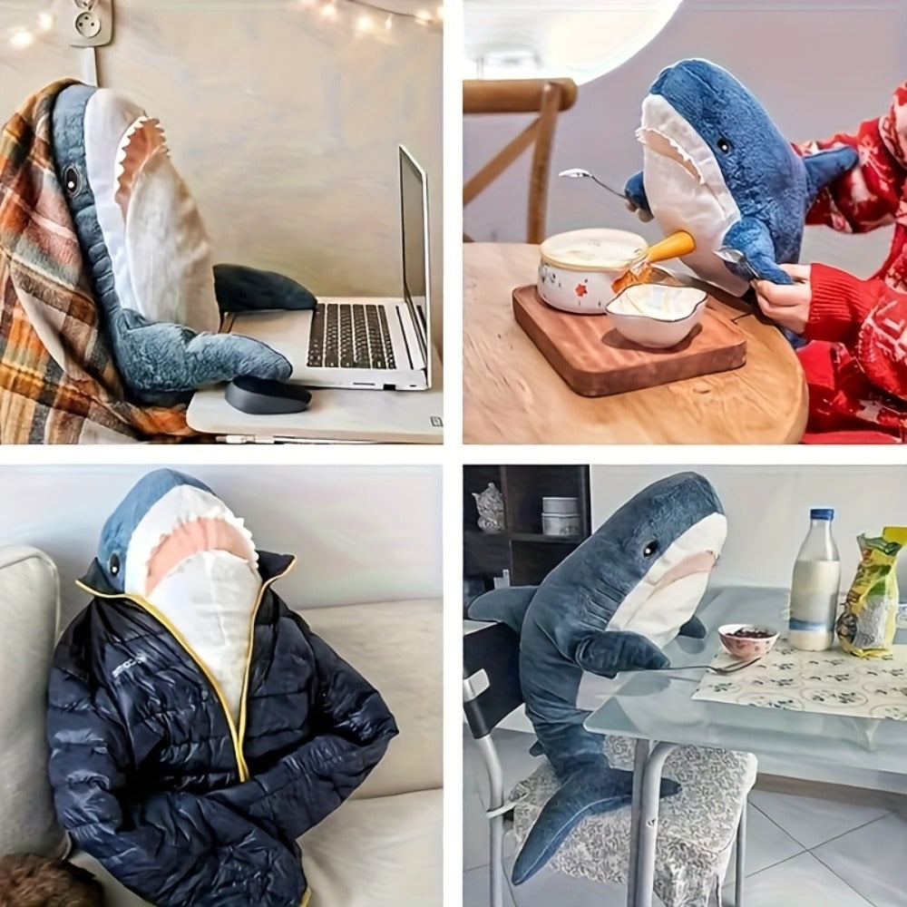 Stuffed Animal Rainbow Shark with Long Pillow Shape, Mixed Colors and Soft Plush Fabric for Room Decor