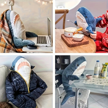 Stuffed Animal Rainbow Shark with Long Pillow Shape, Mixed Colors and Soft Plush Fabric for Room Decor