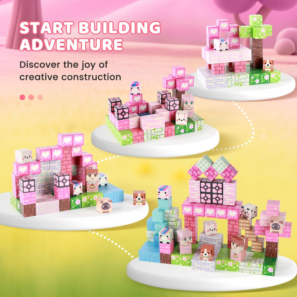 Pink Forest Park Magnetic Building Blocks 100 Piece STEM Set with the Listed Color, Size or Set Options for Everyday Use