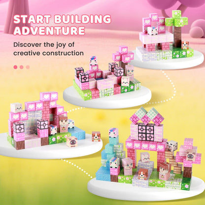 Pink Forest Park Magnetic Building Blocks 100 Piece STEM Set with the Listed Color, Size or Set Options for Everyday Use