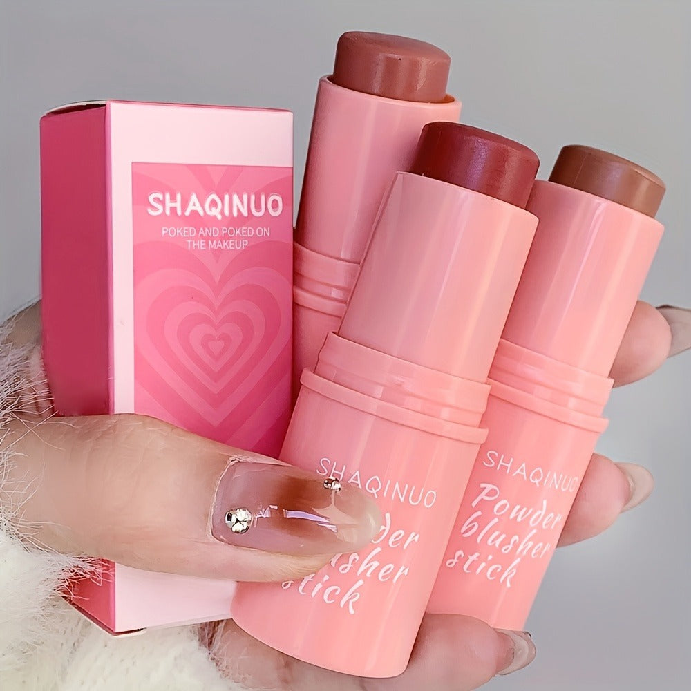 Cream Blush Stick Set 3-Piece, Blendable Cream-to-Powder Blusher, Matte & Shimmer Cheek Color, No-Brush Finger-Blend