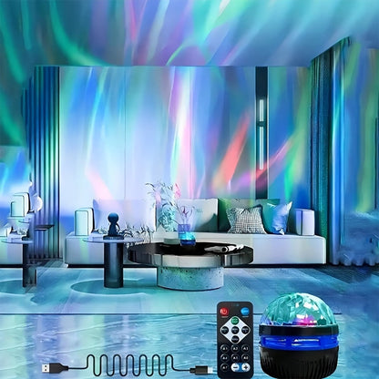 Multicolor LED Water Ripple Night Light USB Plug-and-Play with Remote Control, Color Changing Ambient Projection Lamp for Living Room