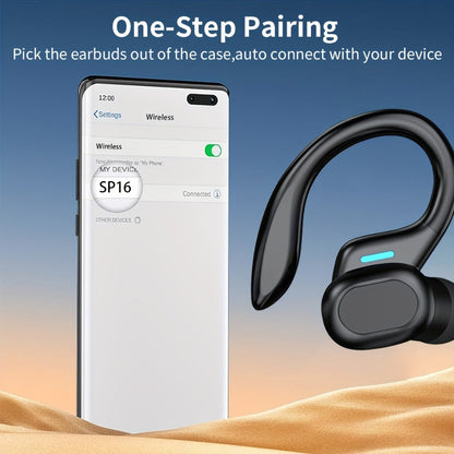 Wireless Earbuds Sport Earhooks with ENC Calls, LED Display, Touch Controls and Type-C Charging