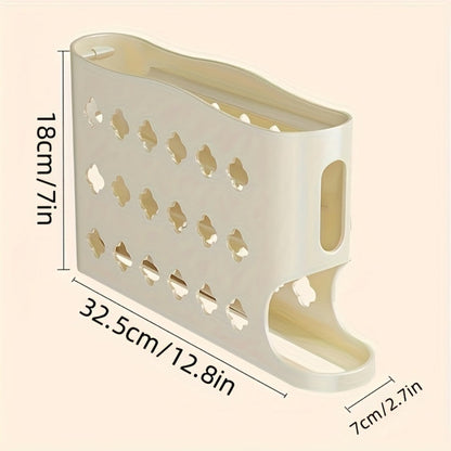 Egg Dispenser Kitchen Organizer 4-Tier Auto-Rolling PP Rack for Refrigerator, Cabinet or Countertop