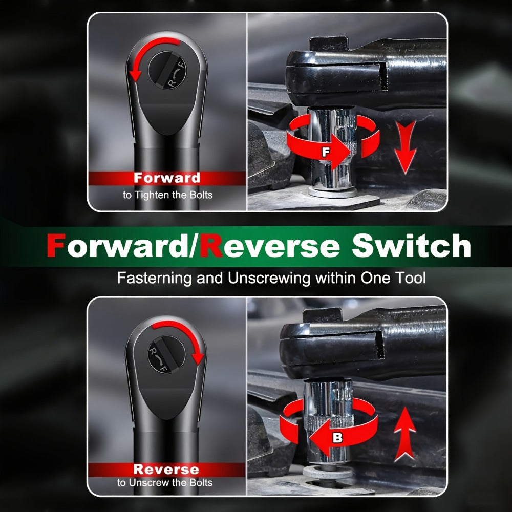Cordless Electric Ratchet Wrench Set 12V - 45Nm High Torque 3/8" Rechargeable Ratchet Wrench with Battery