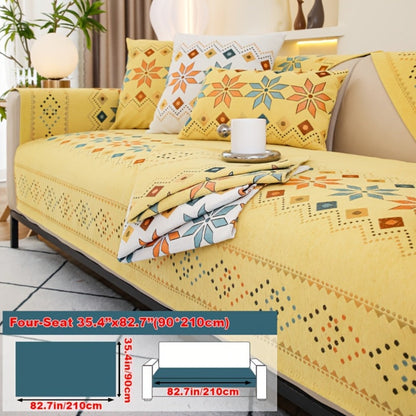 Sofa Cover Bohemian Chenille Jacquard Knit Sections for Seat, Armrest or Backrest with Model-Specific Size and Color Options