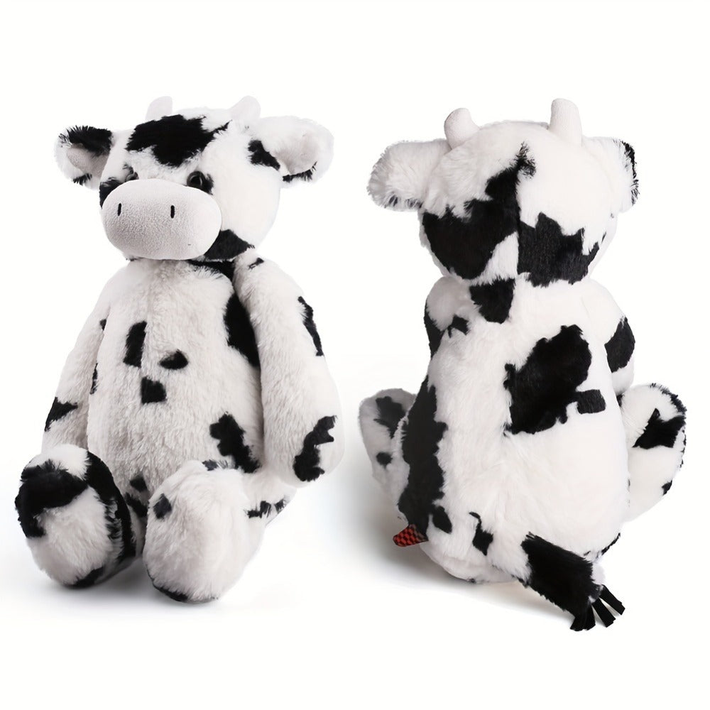 Stuffed Animal Black-and-White Cow in 16-Inch Size with Plush Fur and Care for Character Display, Room Decor and Gift Presentation