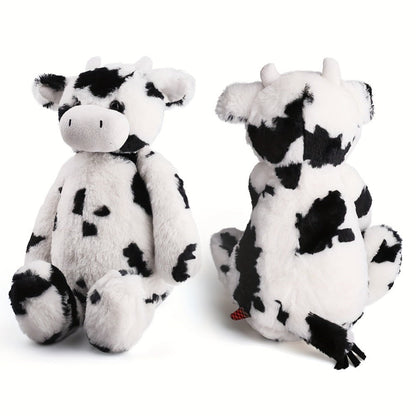 Stuffed Animal Black-and-White Cow in 16-Inch Size with Plush Fur and Care for Character Display, Room Decor and Gift Presentation