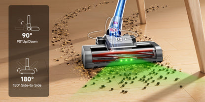 Cordless LED Stick Vacuum Cleaner with Removable Battery, Two Suction Modes and Seven Color Options