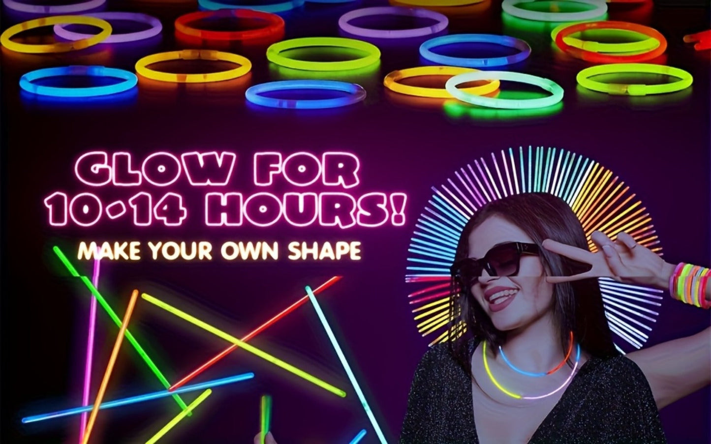 Glow Sticks Bulk 300 Pack 8 Inch Glow in the Dark Party Favors with Bracelet Connectors for Parties, Celebrations and Guest Favors