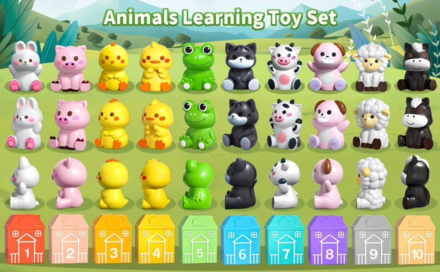 Farm Animal Toys Set 20 Colorful Figures, Educational Barnyard Playset for Toddlers Boys Girls Ages 3+