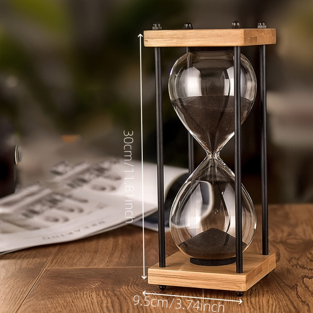 Hourglass Timer 60 Minute Wooden Sand Timer Decorative Glass – Vintage Home Decor for Kitchen, Office & Bedroom | Great Gift for Birthday