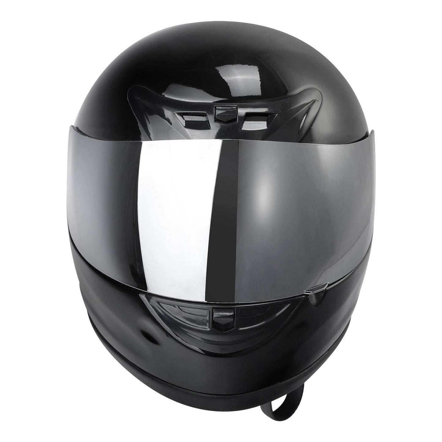 Motorcycle Helmet TCMT Gloss Black Full-Face Shell with Clear Shield, Large Variant, Padded Interior and Rear Vents