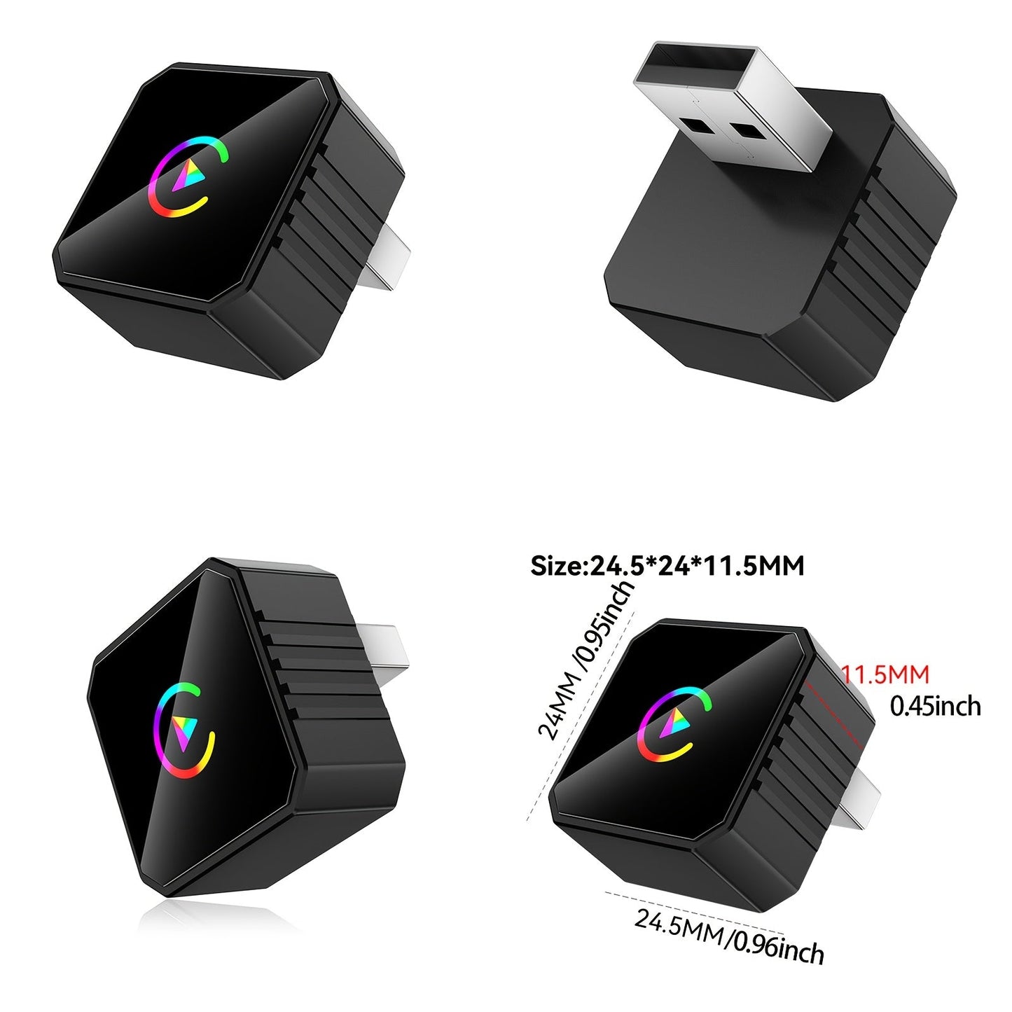 Compact USB Adapter for Factory Wired CarPlay or Android Auto Systems with Orange or Black Checkout Options