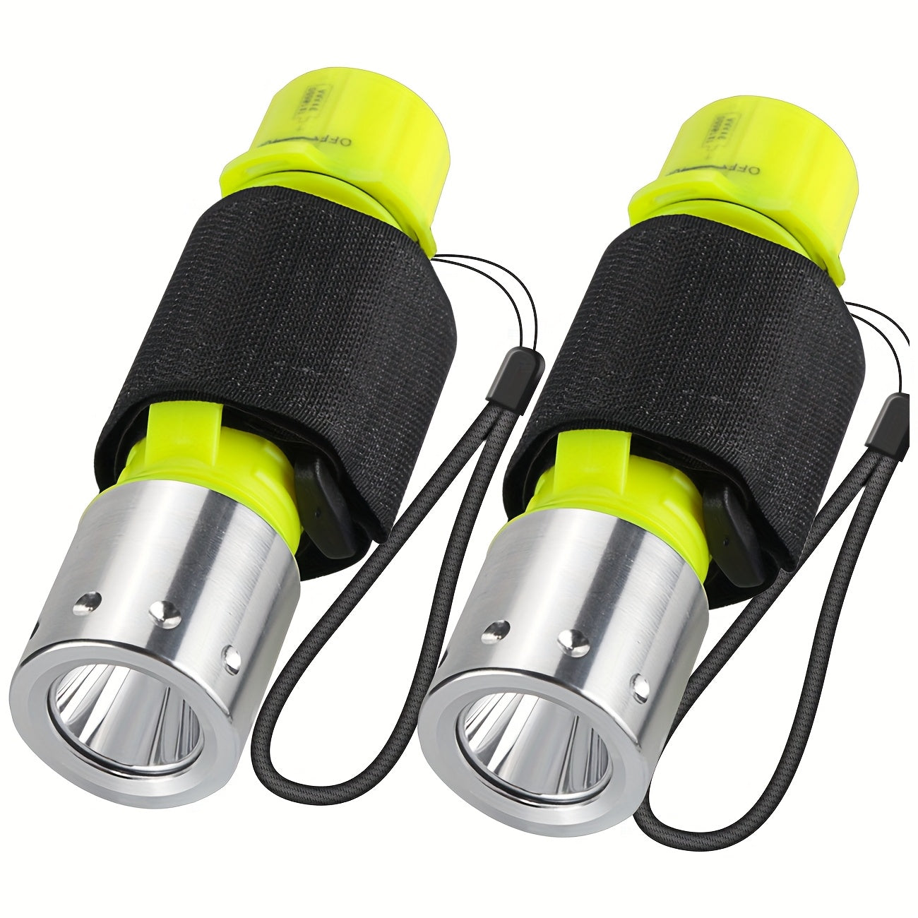 Scuba Diving Flashlight 2-Pack – Waterproof 80ft T6 LED 500 Lumens, Rechargeable 18650 USB, 3 Modes Rotary Switch Dive Light for Snorkeling