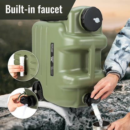 Portable Water Tank with Wheels 7.4 Gallon – Large Capacity Durable PE Square Water Container Jug for Camping, Hiking