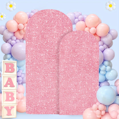 Glitter Sequin Arch Cover 2 Set 6Ft & 7.2Ft Metallic Spandex Payette Panel Wedding Arch Backdrop Cover for Wedding Ceremony, Birthday Party