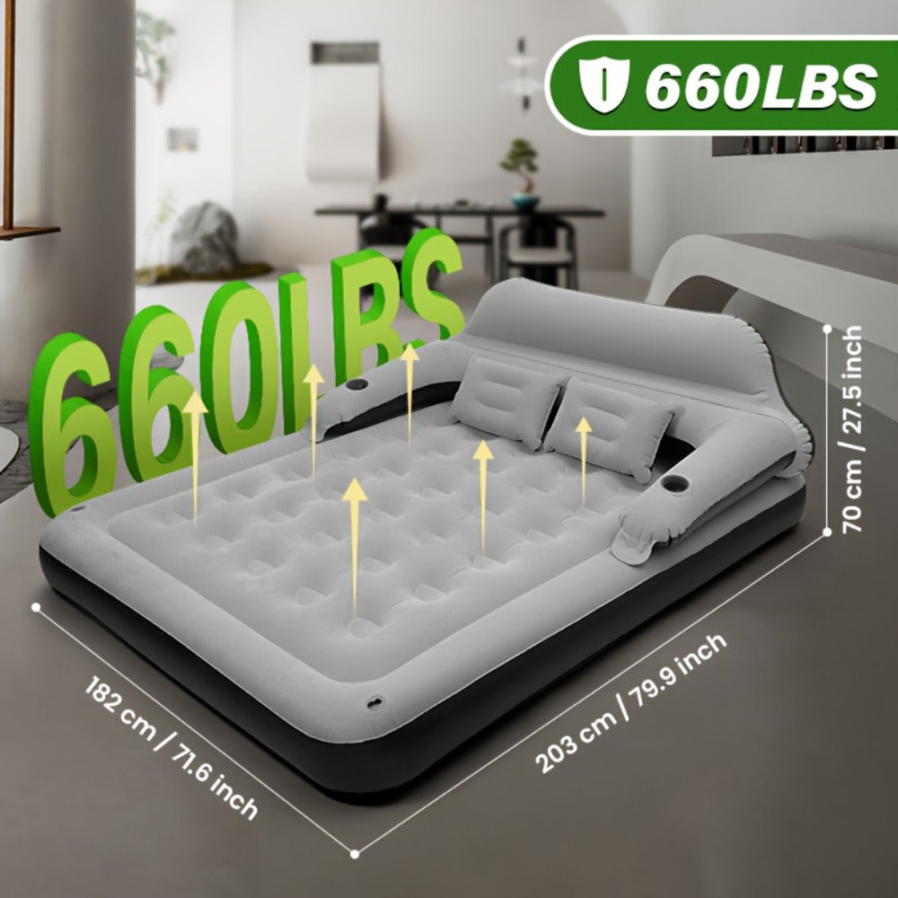 Inflatable Air Mattress with Backrest Pillow & Built-in Pump, Self-Inflating Portable Camping Bed for Outdoor Hiking Travel