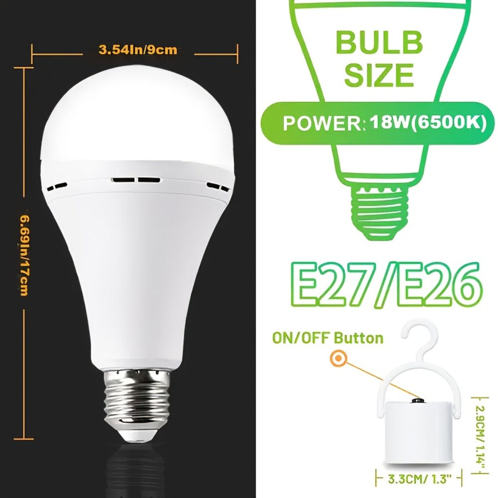 Rechargeable Emergency LED Light Bulb 12W 1100 Lumens 96W Equivalent with 800mAh Battery Backup