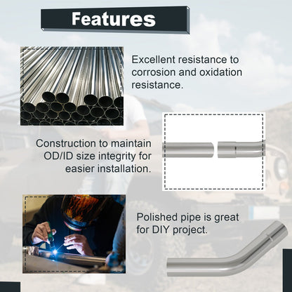 2.5 Inch Exhaust Pipe Kit Mandrel Bend – 8pcs Universal Mild Steel 16 Gauge Tubing with 90° 45° U-Bend & Straight Pipes for Custom Exhaust