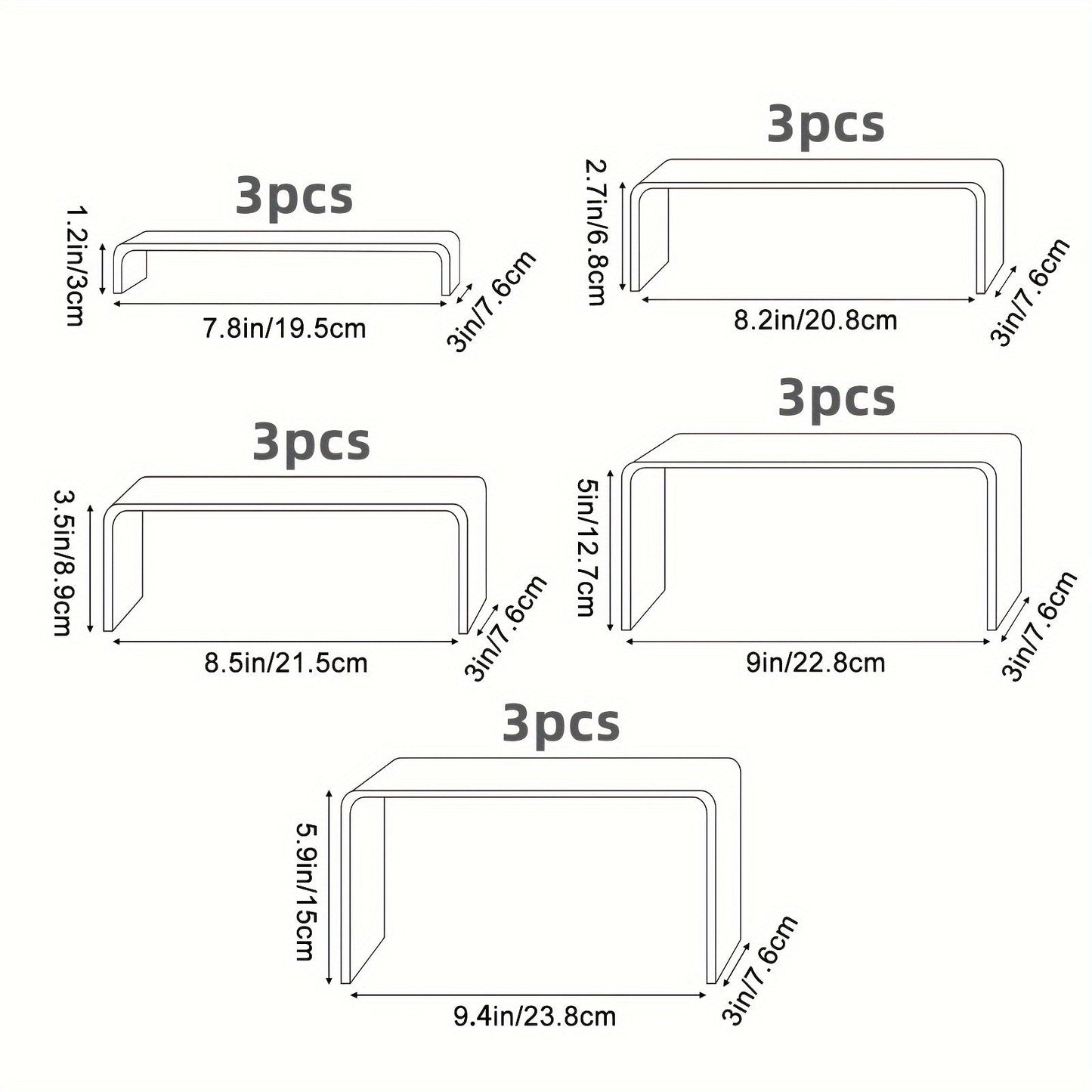 Clear Acrylic Risers Display Stands Set Funko Pop Cupcake Jewelry for Entryways, Bedrooms and Living Spaces