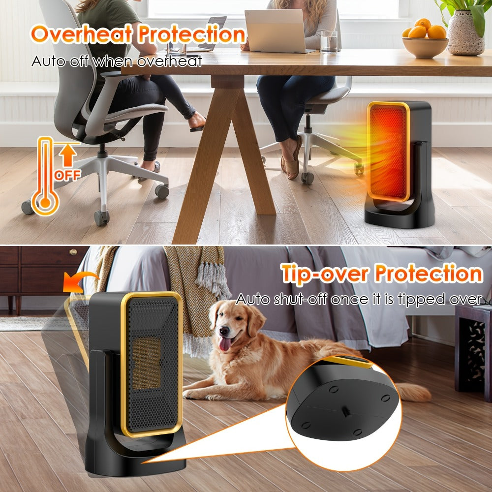 Portable PTC Ceramic Electric Space Heater - Fast Heating, Quiet Operation, Thermostat Control, 3 Fan Speed Settings