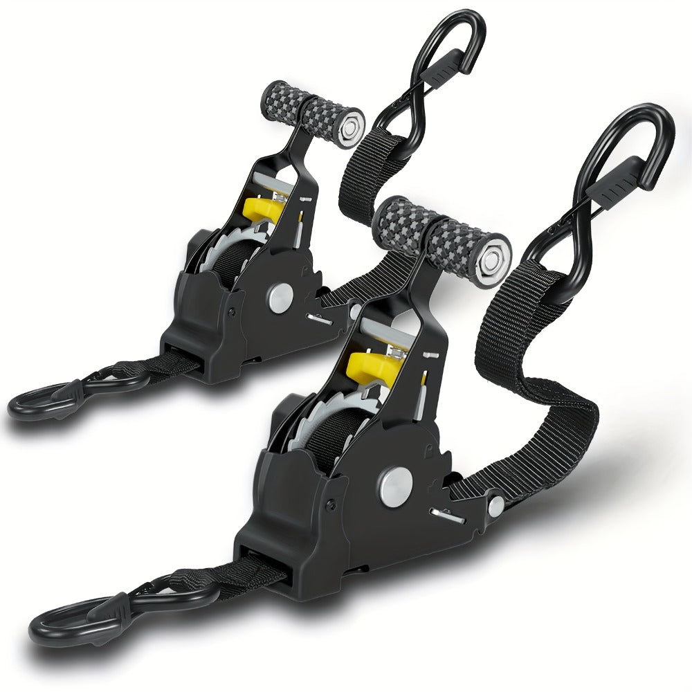 Auto Retractable Ratchet Straps 2-Pack – Heavy Duty Tie Down with Automatic Tightening, 1100/1400/1700 LBS Capacity, Abrasion-Resistant