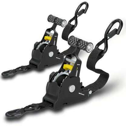 Auto Retractable Ratchet Straps 2-Pack – Heavy Duty Tie Down with Automatic Tightening, 1100/1400/1700 LBS Capacity, Abrasion-Resistant