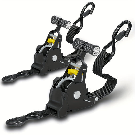 Auto Retractable Ratchet Straps 2-Pack – Heavy Duty Tie Down with Automatic Tightening, 1100/1400/1700 LBS Capacity, Abrasion-Resistant