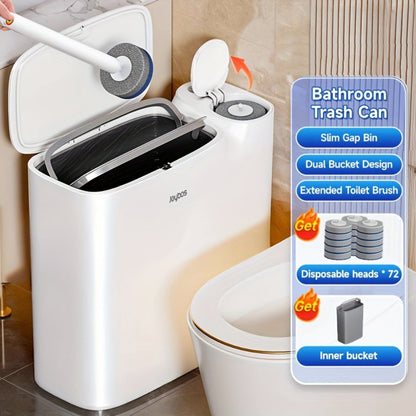 Disposable Toilet Brush with Trash Can 3-in-1 Set Replaceable Brush Heads Space-Saving for Entryways, Bedrooms and Living Spaces
