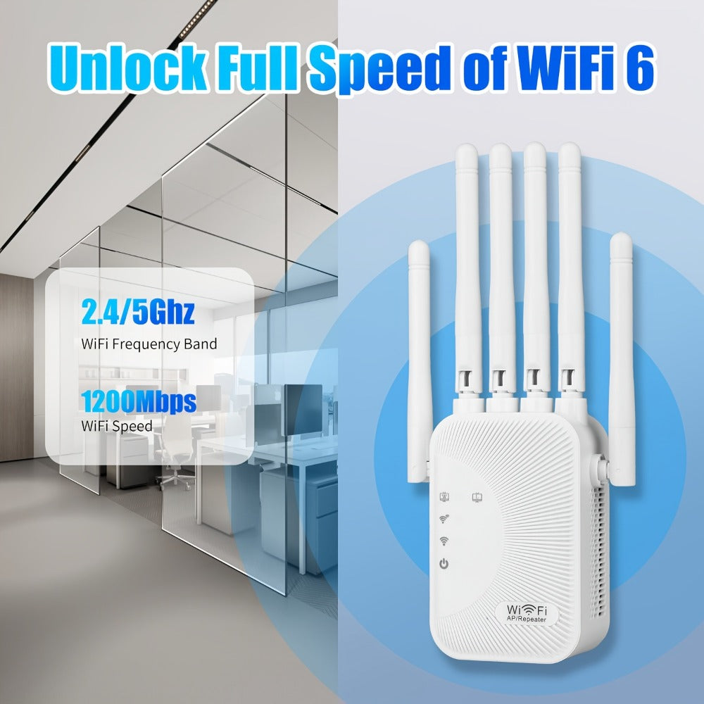 CP3600 WiFi Repeater Signal Booster 2.4GHz Wide Coverage, One-Button WPS Setup, Flexible Antenna Rotation