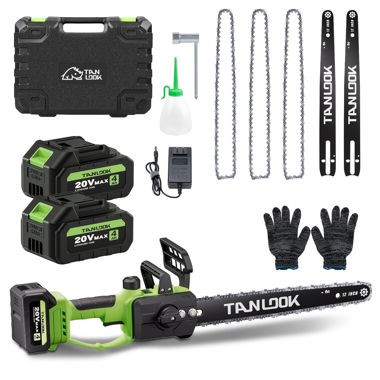 12-Inch Cordless Electric Chainsaw Kit in Five Colors with One- or Two-Battery and Two- or Three-Chain Options