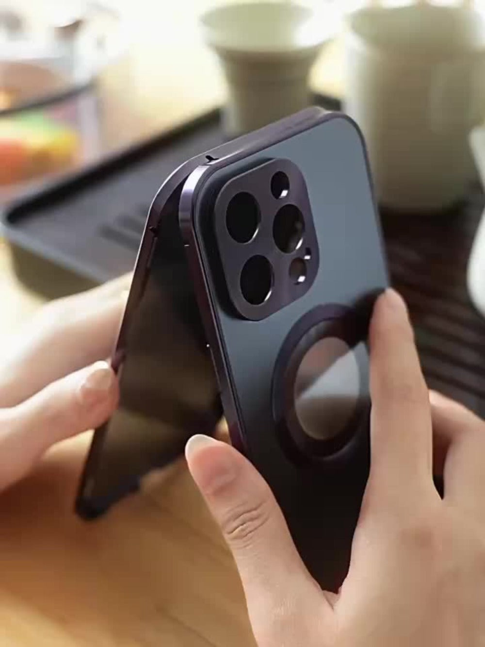 iPhone Anti-Spy Magnetic 2-in-1 Phone Case with All-Round Lens Protection – Complete Drop Protection Cover for iPhone 12 13 14 15 16 Pro Max