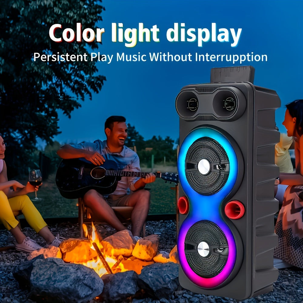 Dual 8.5" Subwoofer Party Speaker 6000W with RGB Lights | Portable Wireless Bluetooth 5.0, TWS Stereo Pairing, FM Radio, Built-in Mic