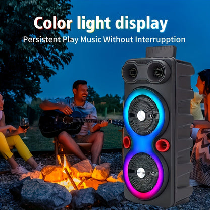 Dual 8.5" Subwoofer Party Speaker 6000W with RGB Lights | Portable Wireless Bluetooth 5.0, TWS Stereo Pairing, FM Radio, Built-in Mic
