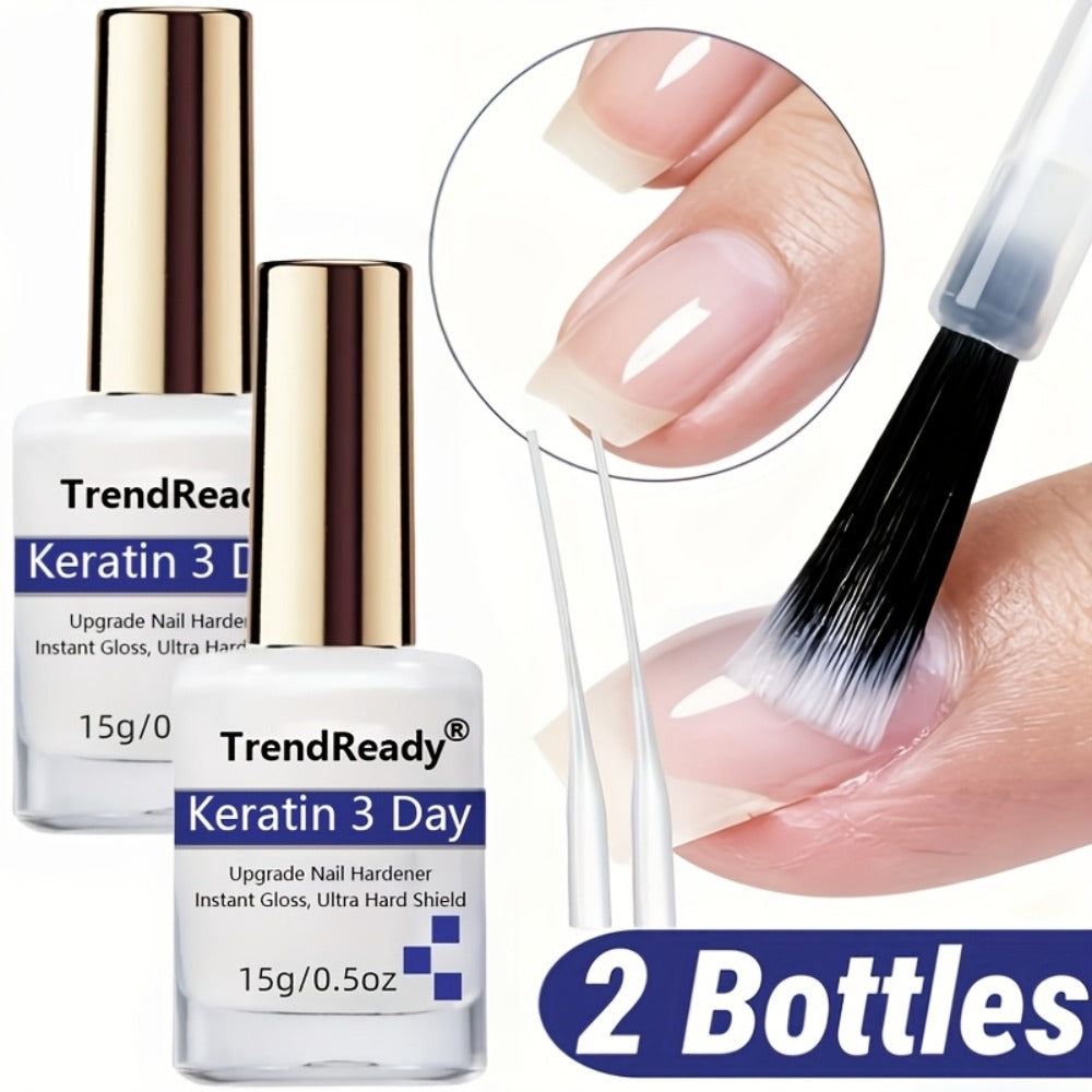 Vitamin E Nail Strengthener Oil, Two 15ml Bottles with Keratin Protein for Daily Manicure Care