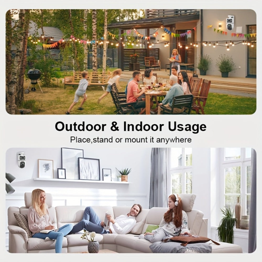 Security Camera 4K Dual-Lens Model with 2160P Video, Dual-Band WiFi, Color Night Vision and Tamper Detection