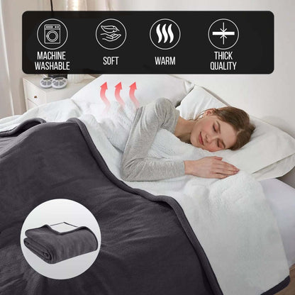 480GSM Sherpa Fleece Blanket, Double-Sided Heavy Throw for Couch, Bed & Travel, Reversible All Season