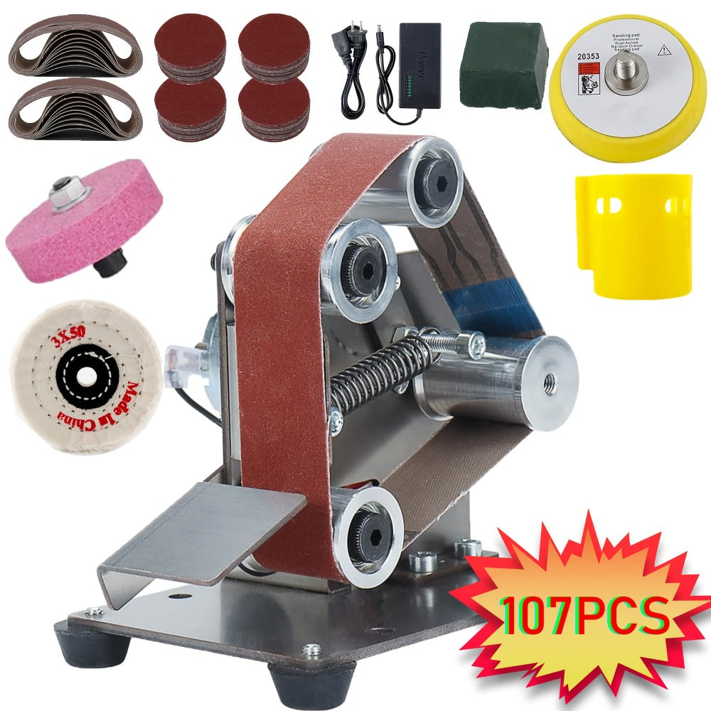 Mini Belt Sander 3-in-1 Electric Desktop Knife Sharpener 15 Degree 7 Speed Adjustable for Entryways, Bedrooms and Living Spaces