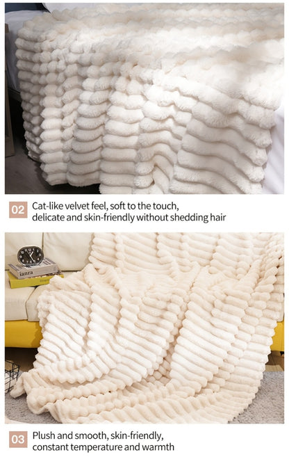 500gsm Heavy Plush Blanket, Ultra Thick Fluffy Blanket for Bed, Sofa & Travel, Baby to Double Size